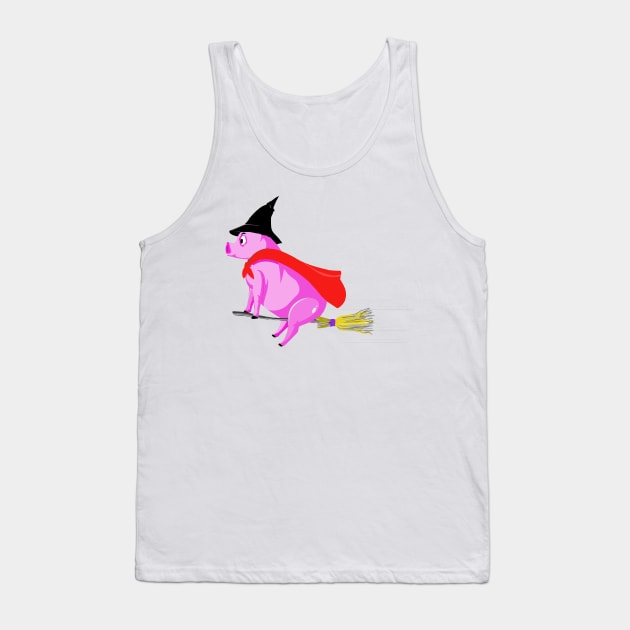 Pig on broomstick Tank Top by Right-Fit27